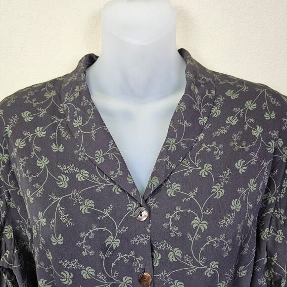 Sundance Womens 10 Silk Floral Maxi Dress Retro Botanical Palm Tree Belted Green - Picture 7 of 16